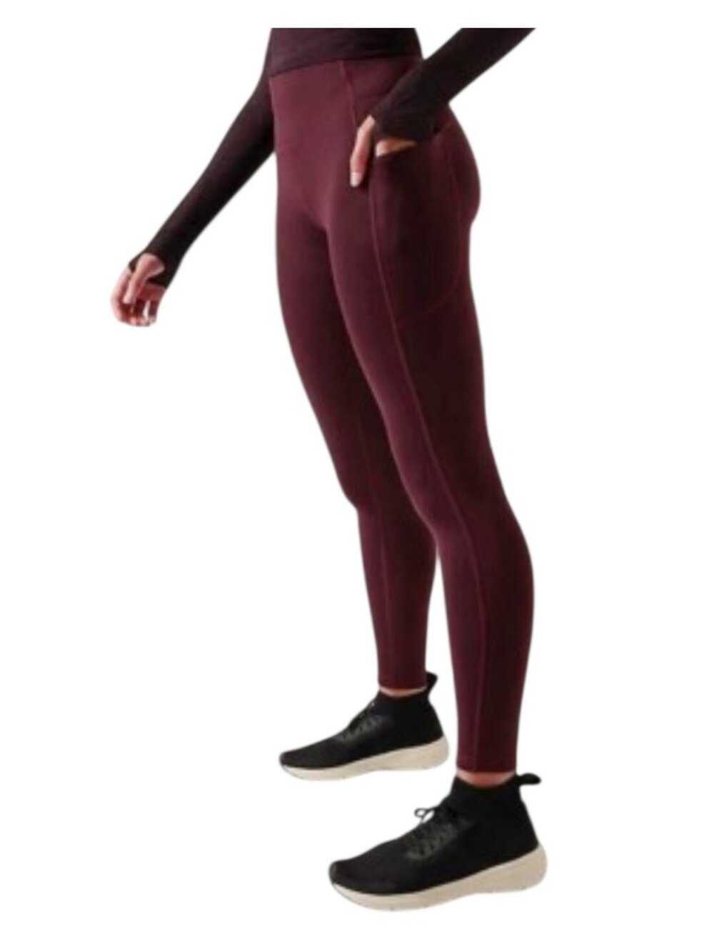 Athleta Altitude Stash Polartec Powerstretch Plum Leggings Womens Small - Picture 1 of 4